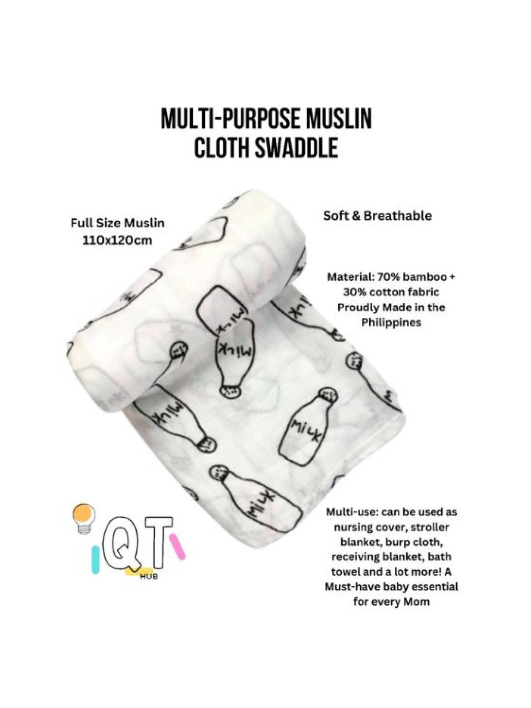 100% Cotton Premium Multi-Purpose Muslin Cloth Swaddle