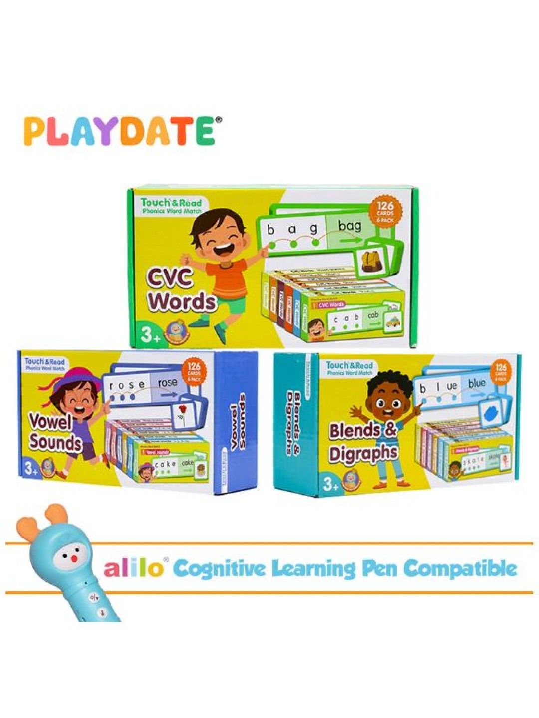 Touch and Read - Phonics Word Match (3 Boxes) (Alilo Learning Pen Compatible)