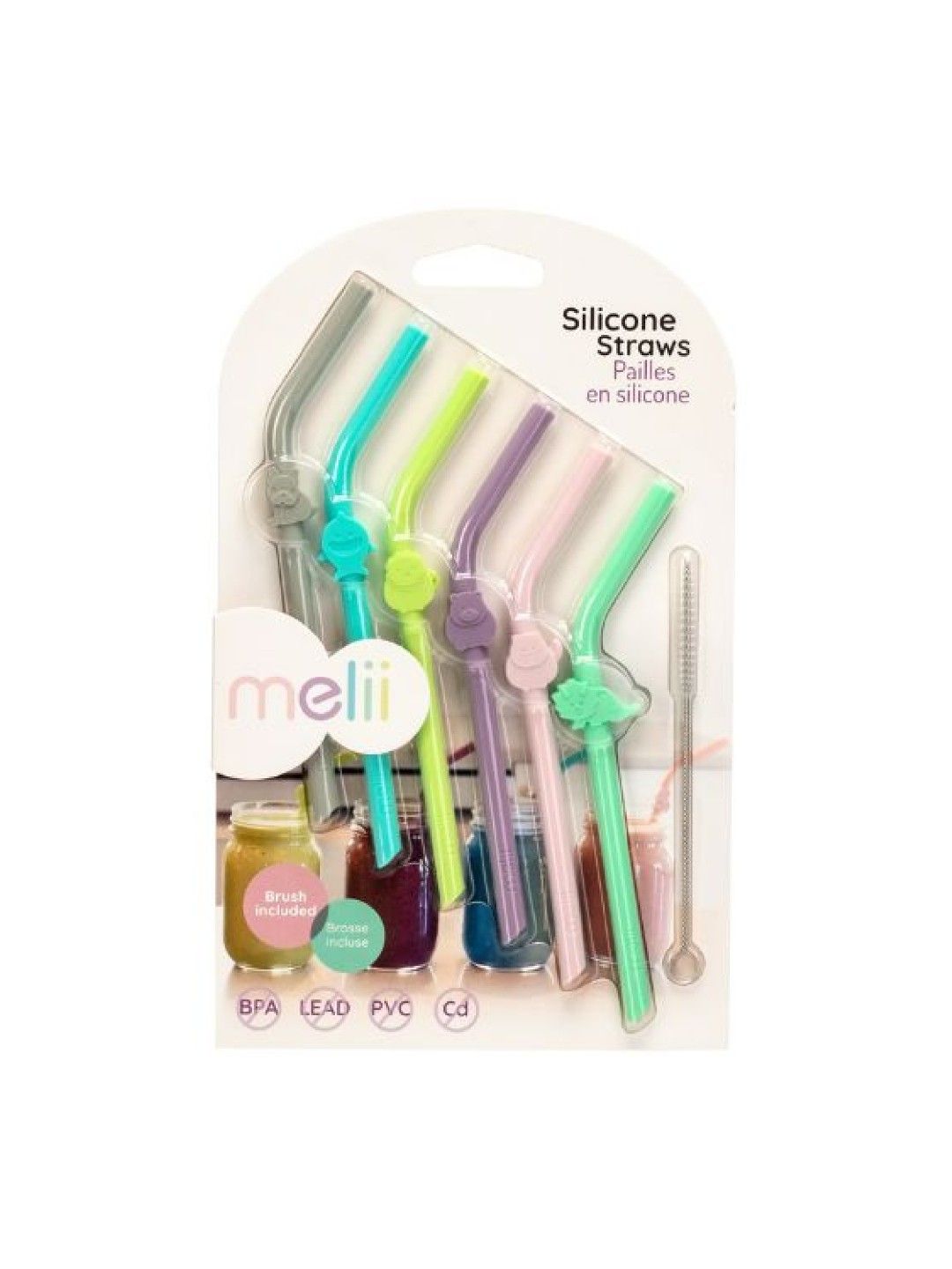 Silicone Animal Straws - with Cleaning Brush