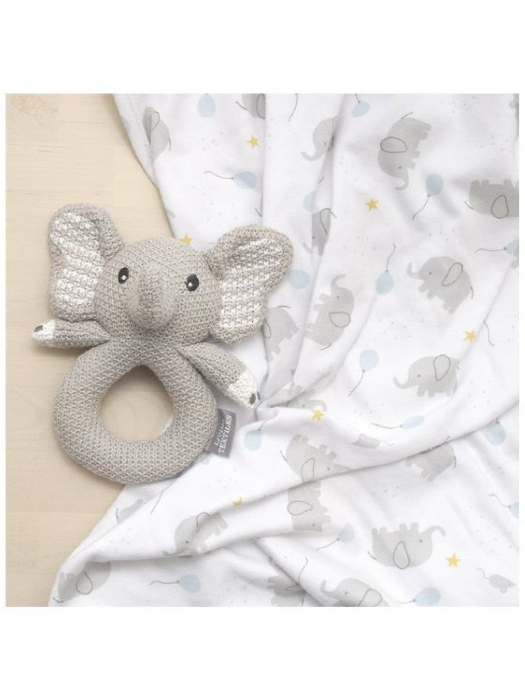 Jersey Swaddle & Rattle Gift Set - Mason/Elephant