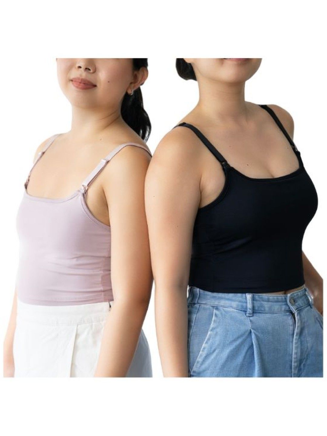 Nursing and Hands-free Pumping Cami Set of 2 (Black and Blush)