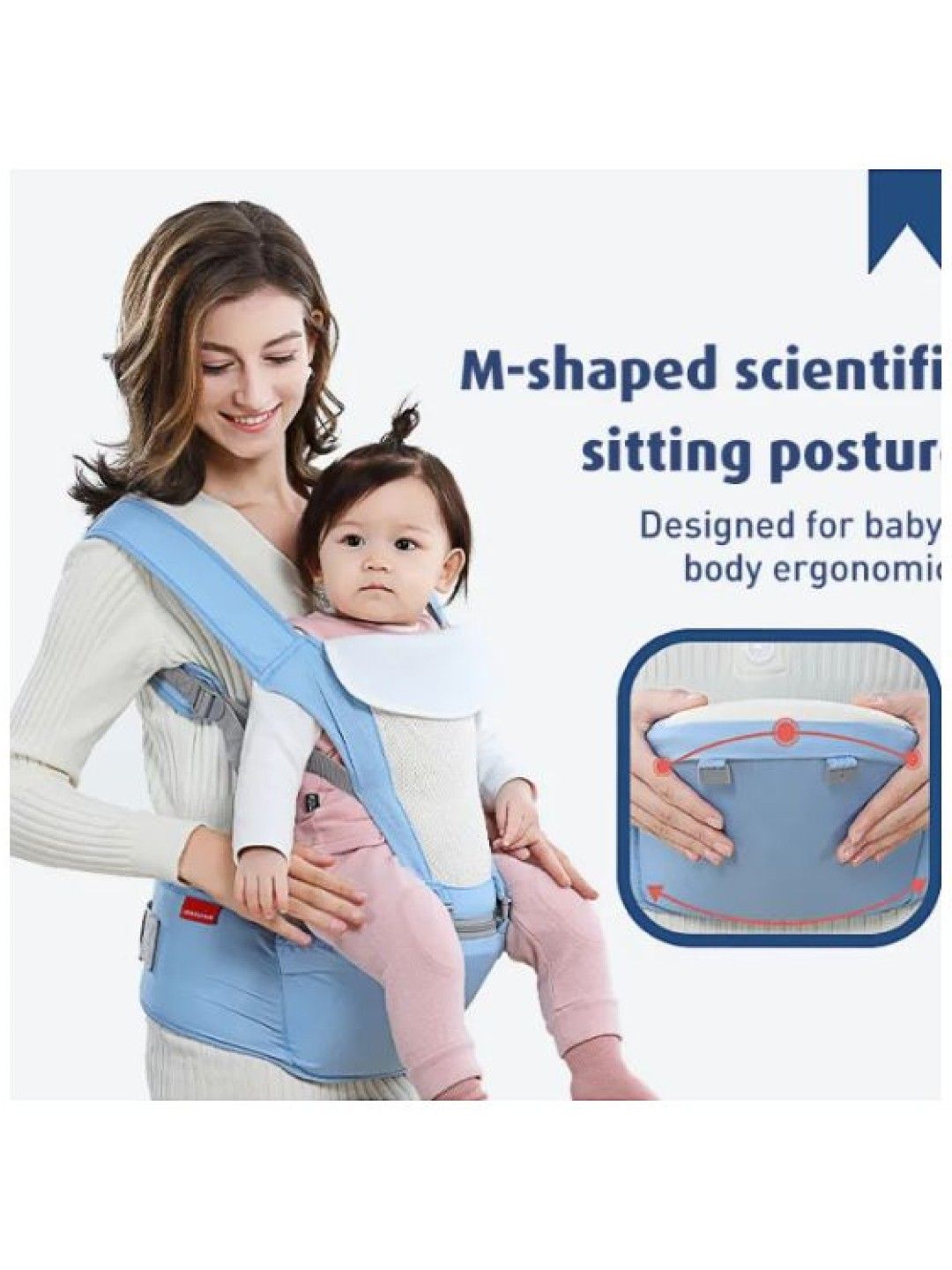 Baby Carrier With Hip Seat Breathable Ergonomic Design Detachable Strap