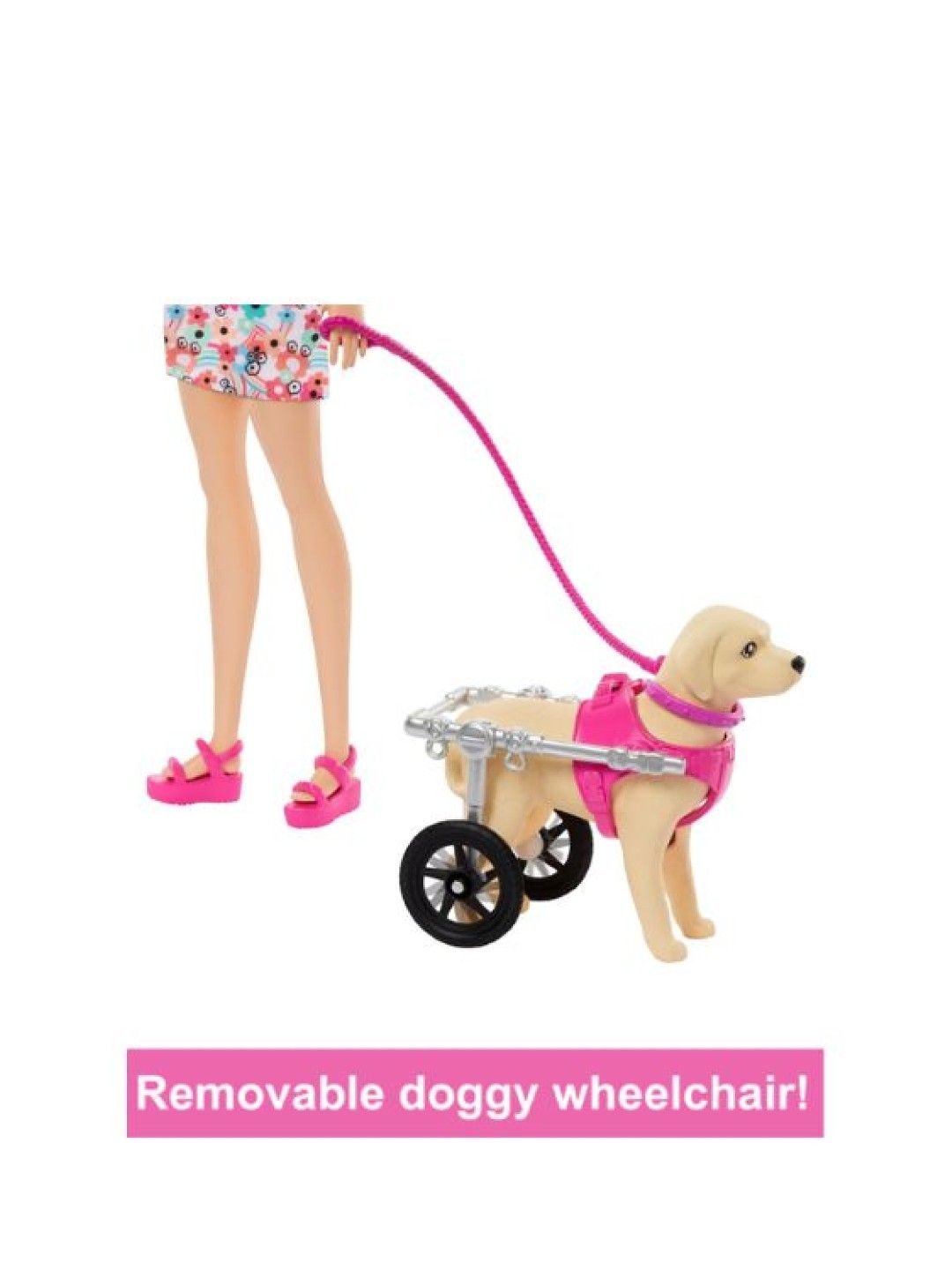 Doll With A Toy Pup And Dog in A Wheelchair