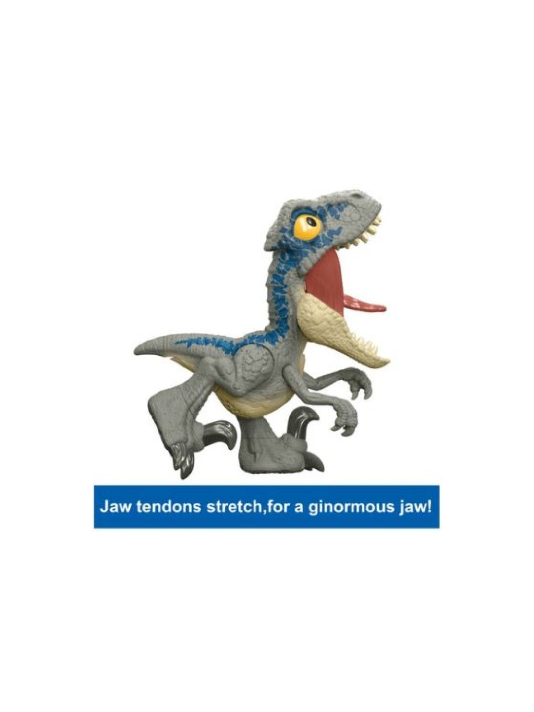 Mega Roar Blue Velociraptor Dinosaur Toy With Sound & Stretchable