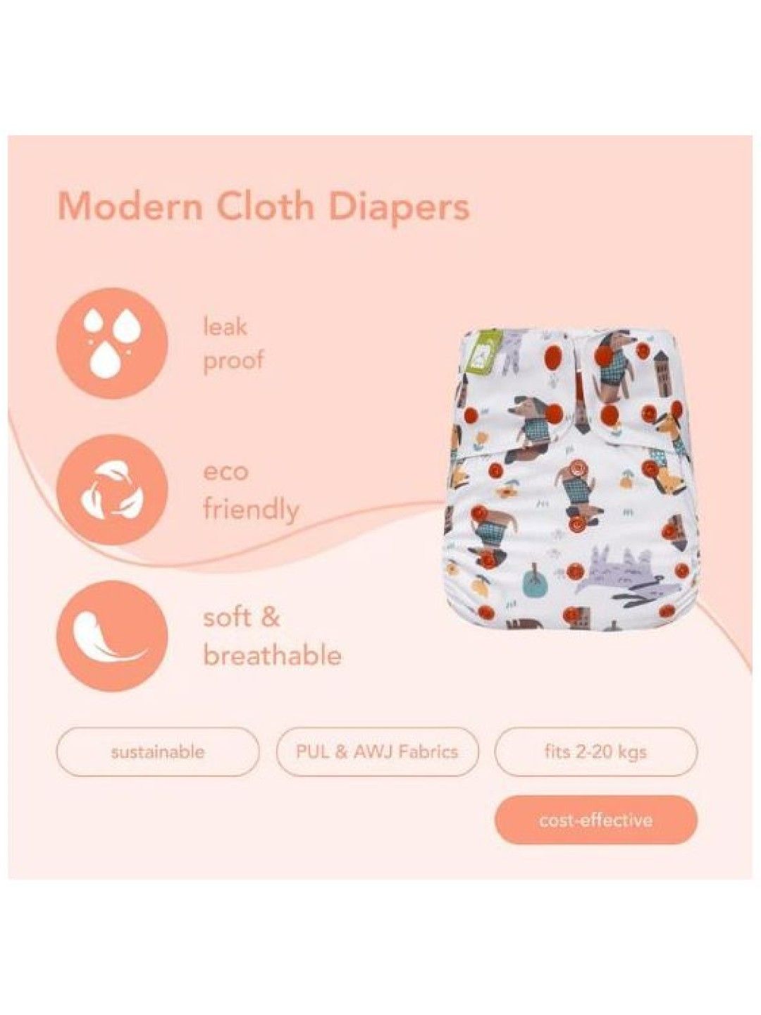 All In One Reusable Nappy Single Gusset