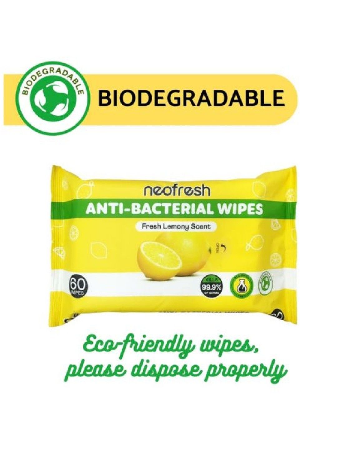 Anti-Bacterial Lemon Scent Wipes (60's)