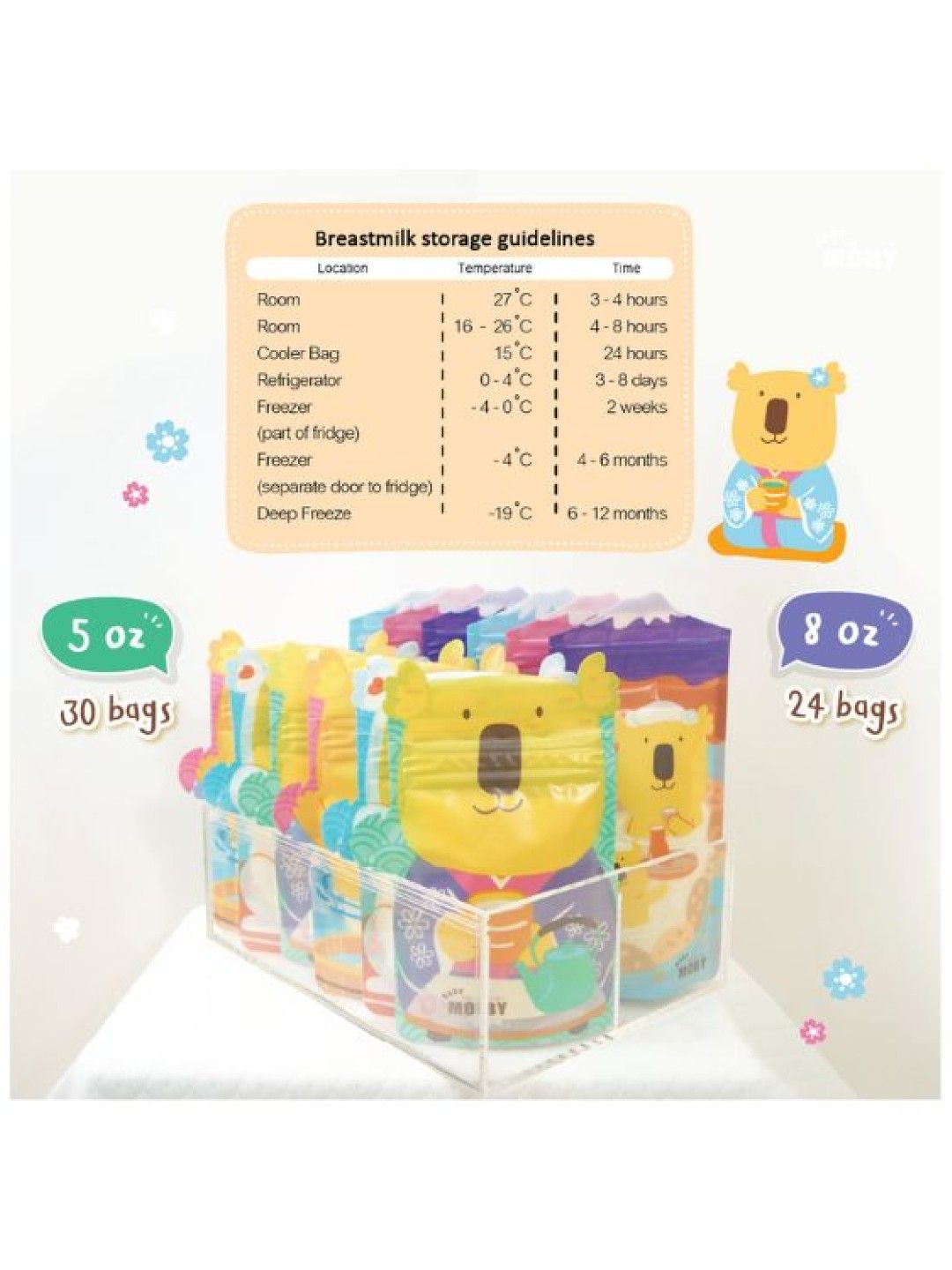 8oz Breastmilk Storage Bags - Japan Collection