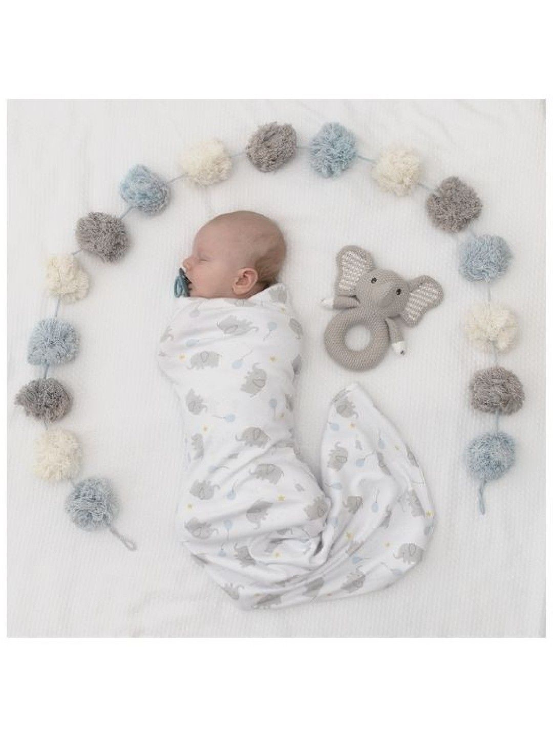 Jersey Swaddle & Rattle Gift Set - Mason/Elephant