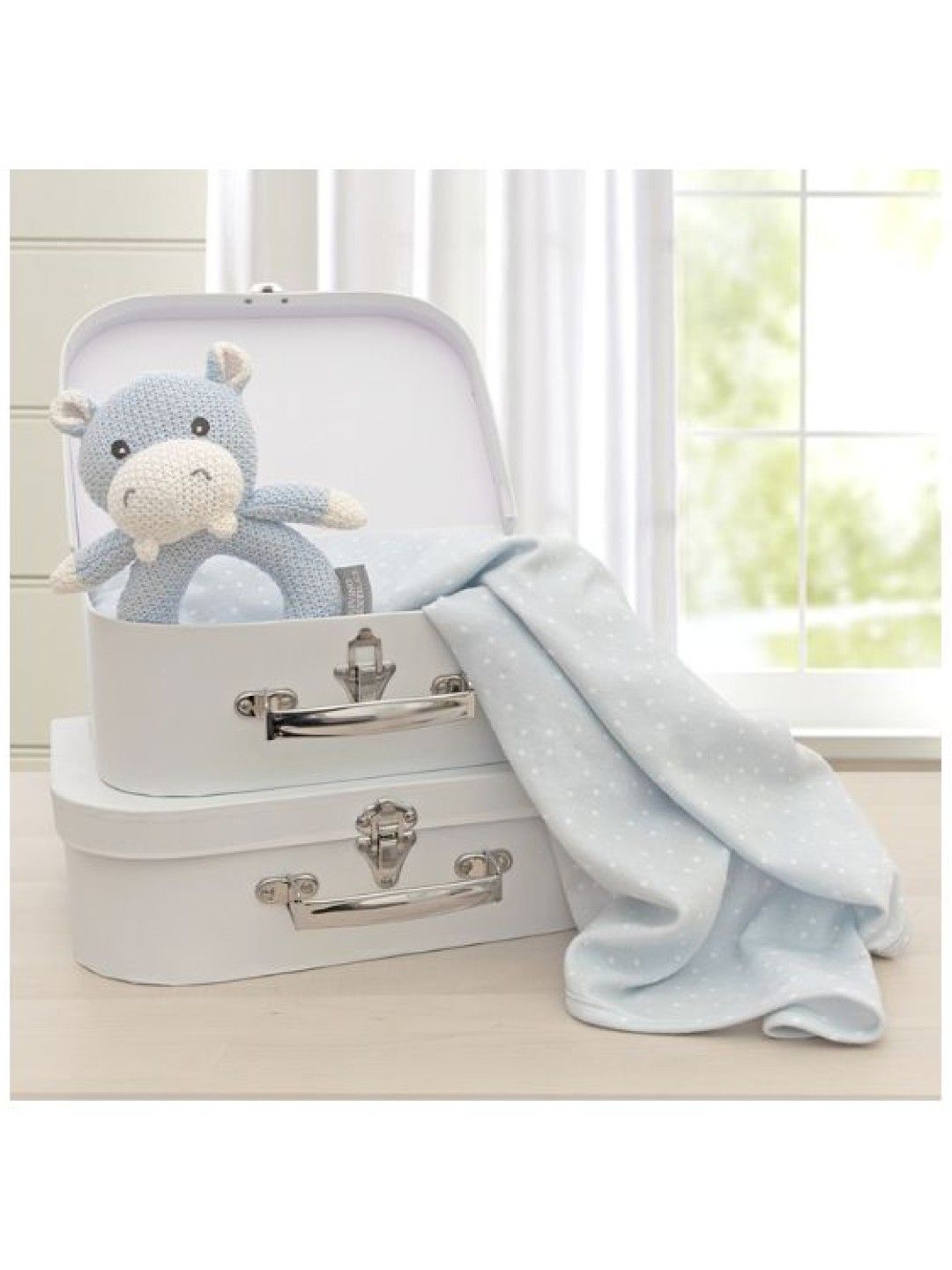 Jersey Swaddle & Rattle Gift Set - Confetti/Hippo
