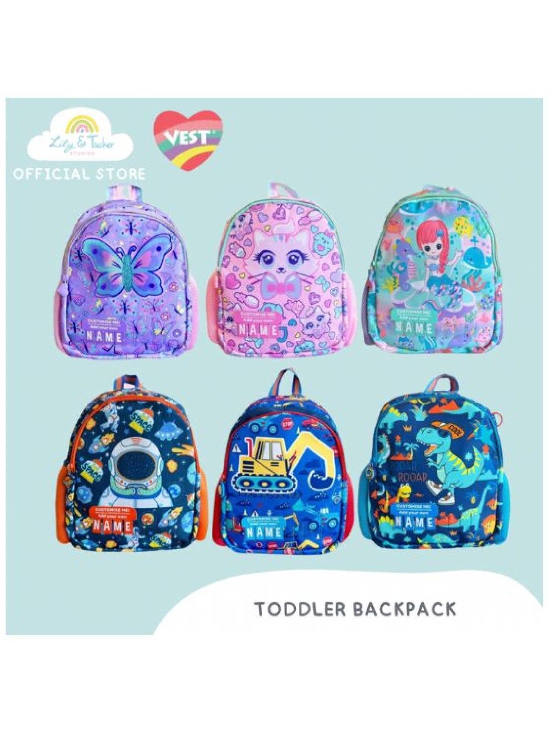 Vest 12” Kids Backpack with DIY Personalized Name - Space