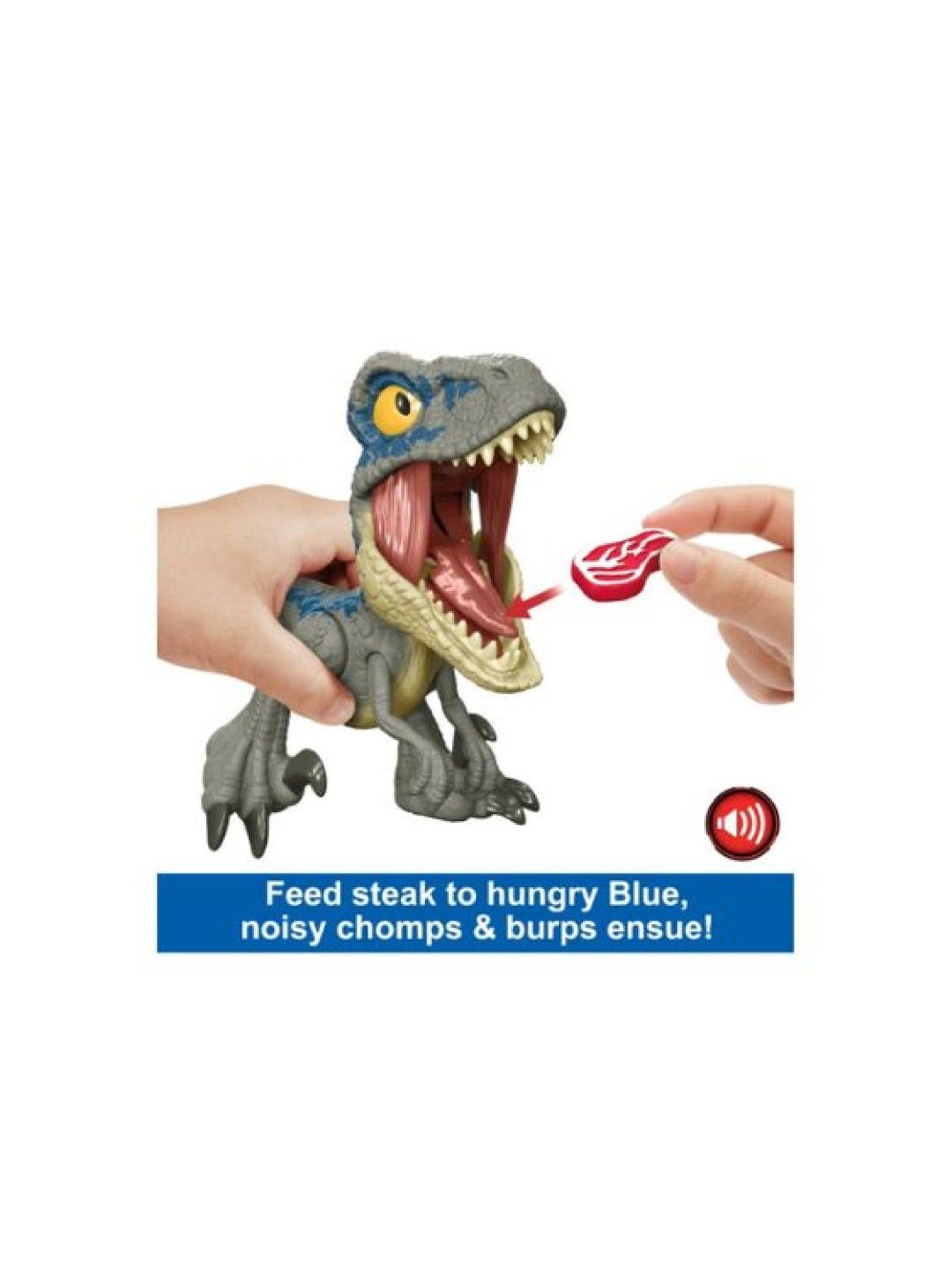 Mega Roar Blue Velociraptor Dinosaur Toy With Sound & Stretchable