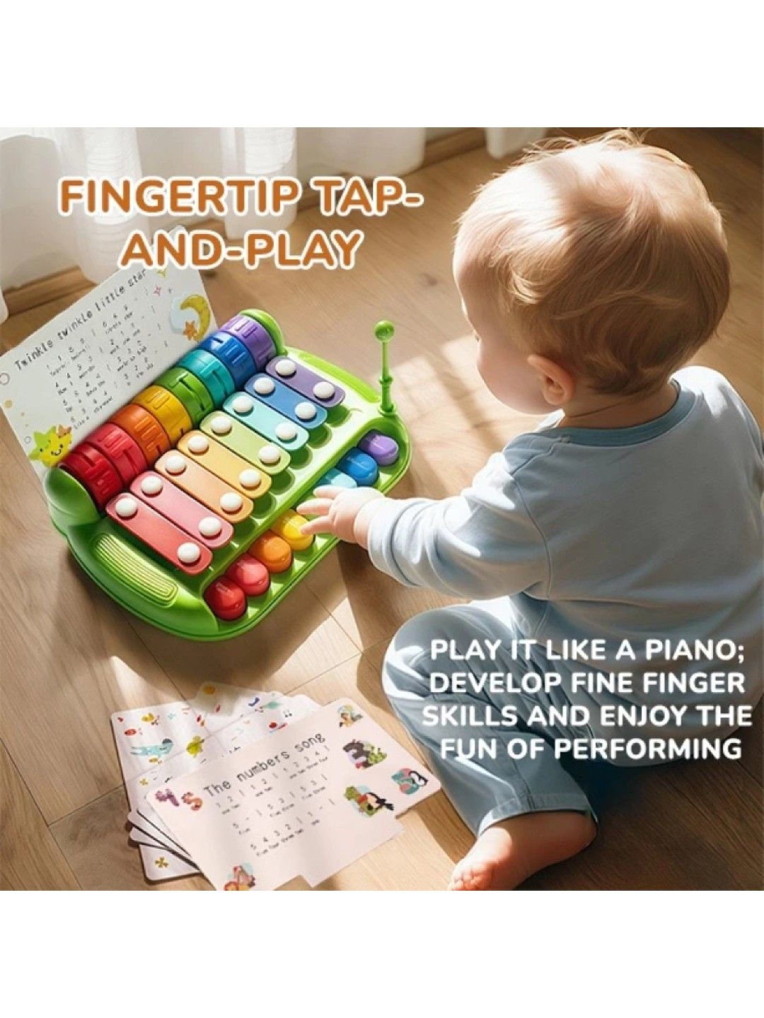 Kid's Early Learning Instrument Xylophone Musical Toy with Song Cards