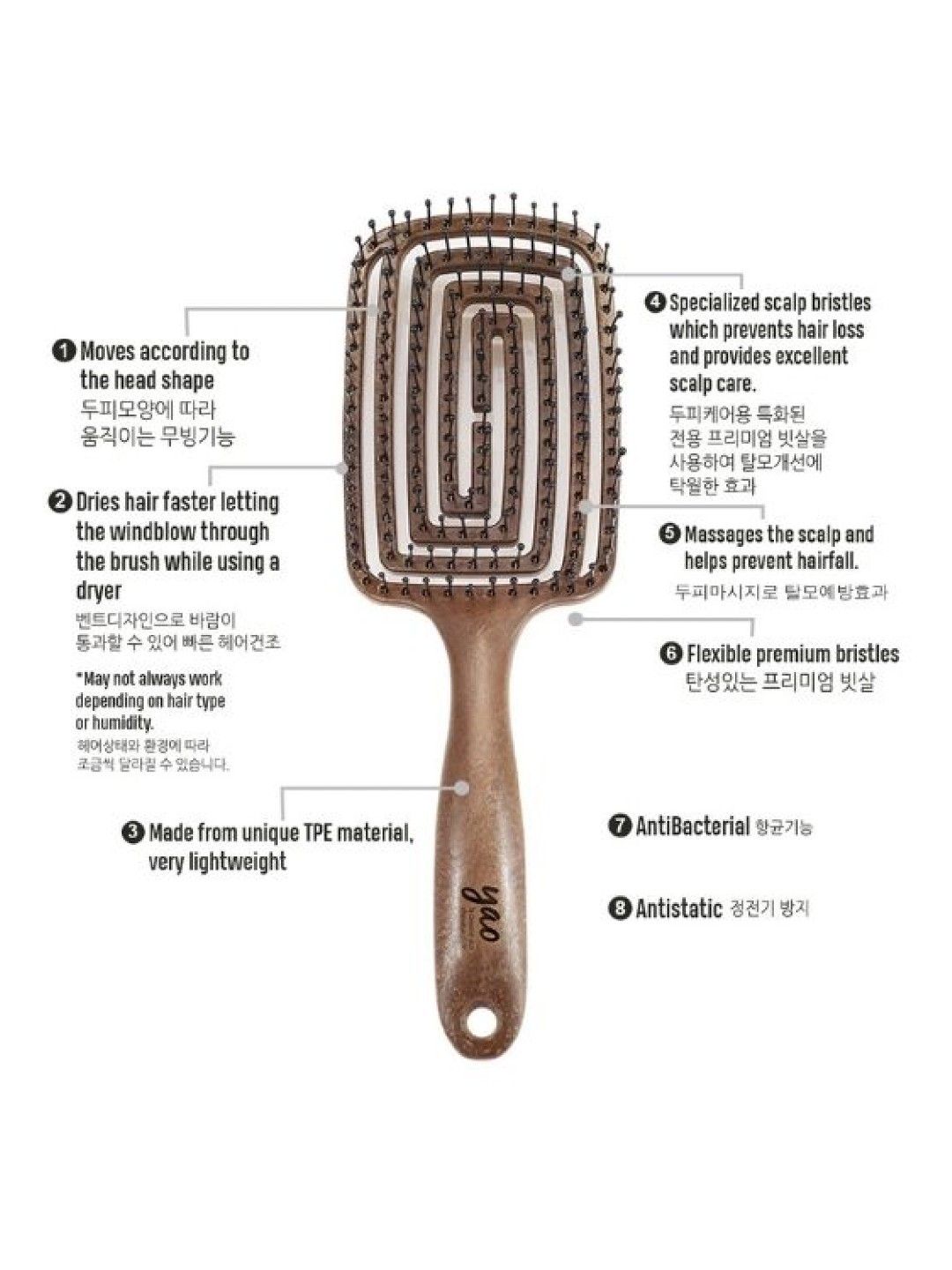 Yao Moving Square Hair Brush (For Long Length Hair)