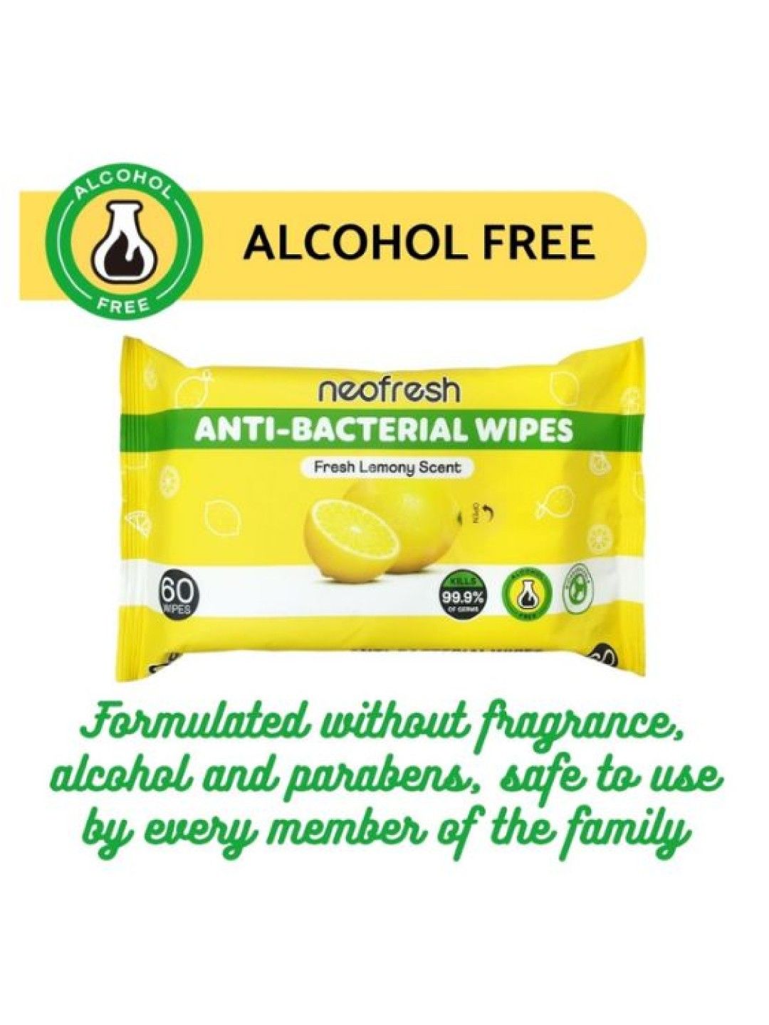 Anti-Bacterial Lemon Scent Wipes (60's)