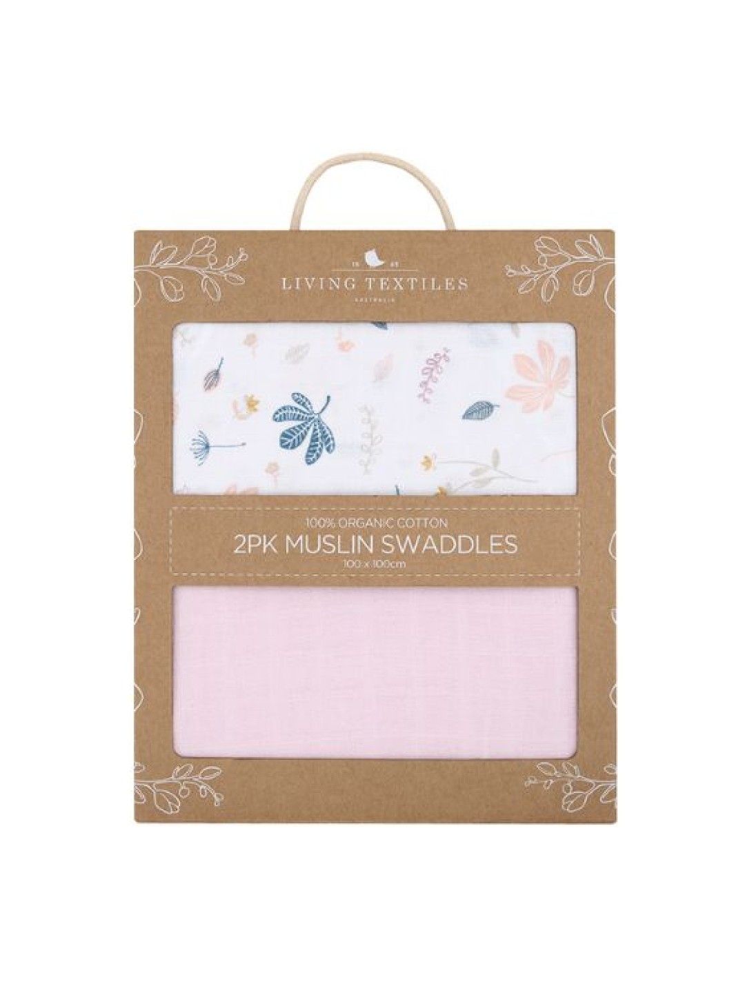 Organic Muslin 2-Pack Swaddle Wraps - Botanical/Blush