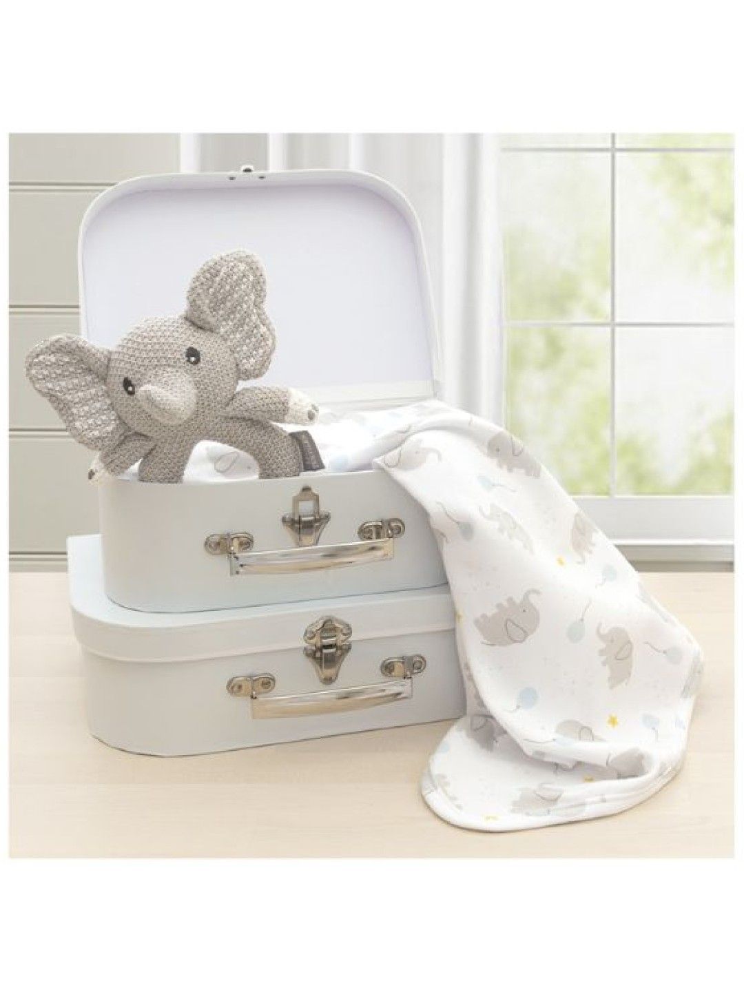 Jersey Swaddle & Rattle Gift Set - Mason/Elephant