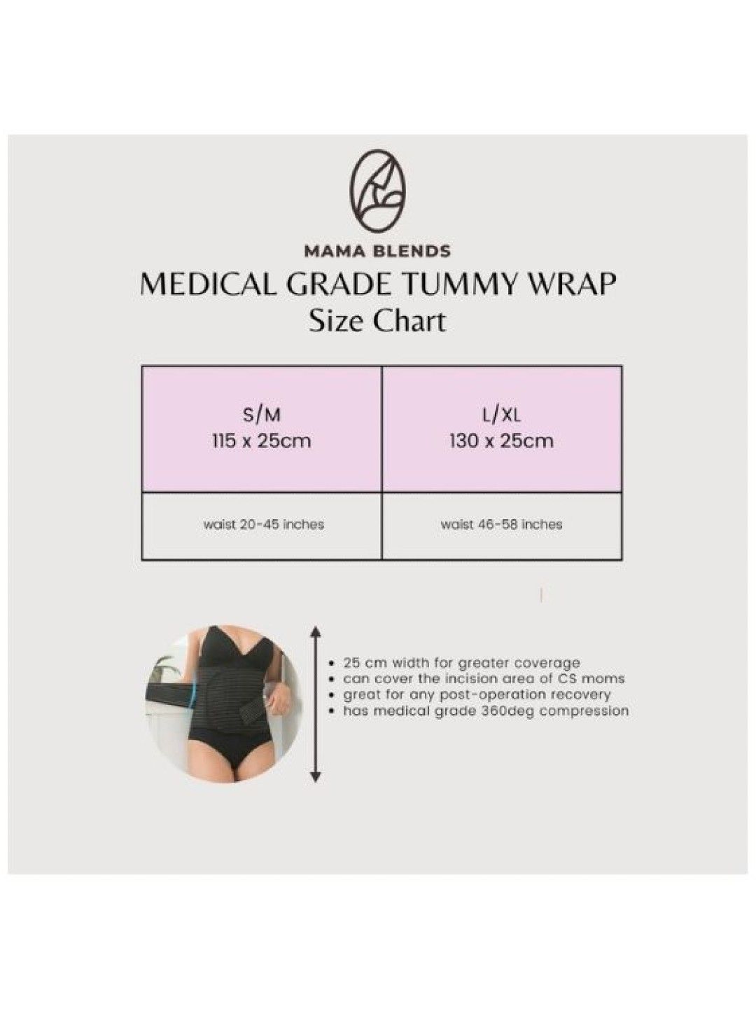Medical Grade Tummy Wrap Bamboo Charcoal Support Binder