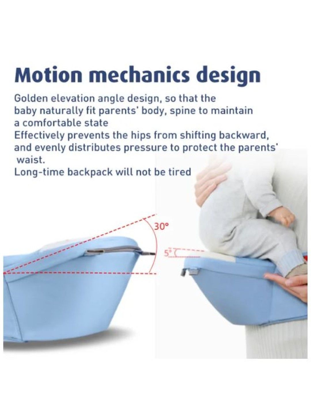 Baby Carrier With Hip Seat Breathable Ergonomic Design Detachable Strap