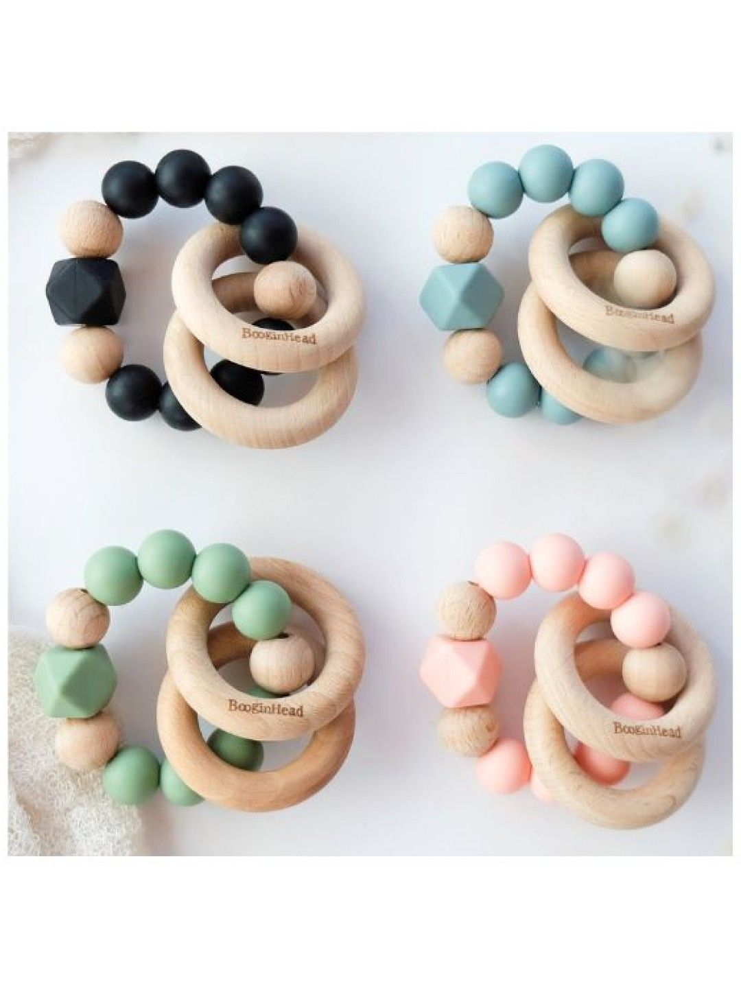 Beaded Silicone & Wood Teething Rings