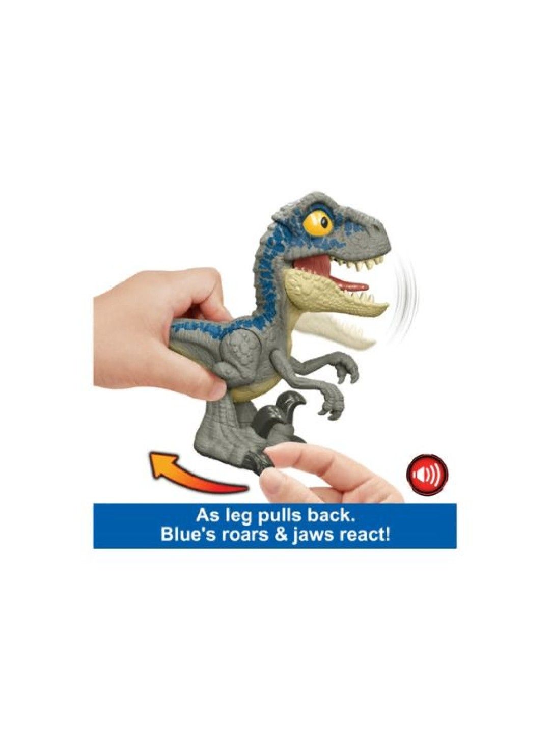 Mega Roar Blue Velociraptor Dinosaur Toy With Sound & Stretchable