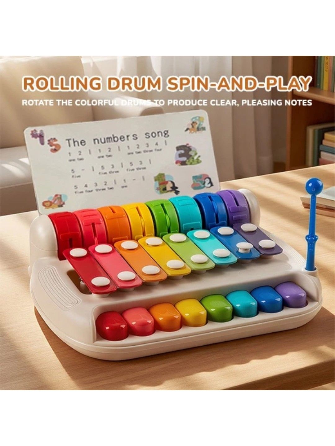 Kid's Early Learning Instrument Xylophone Musical Toy with Song Cards