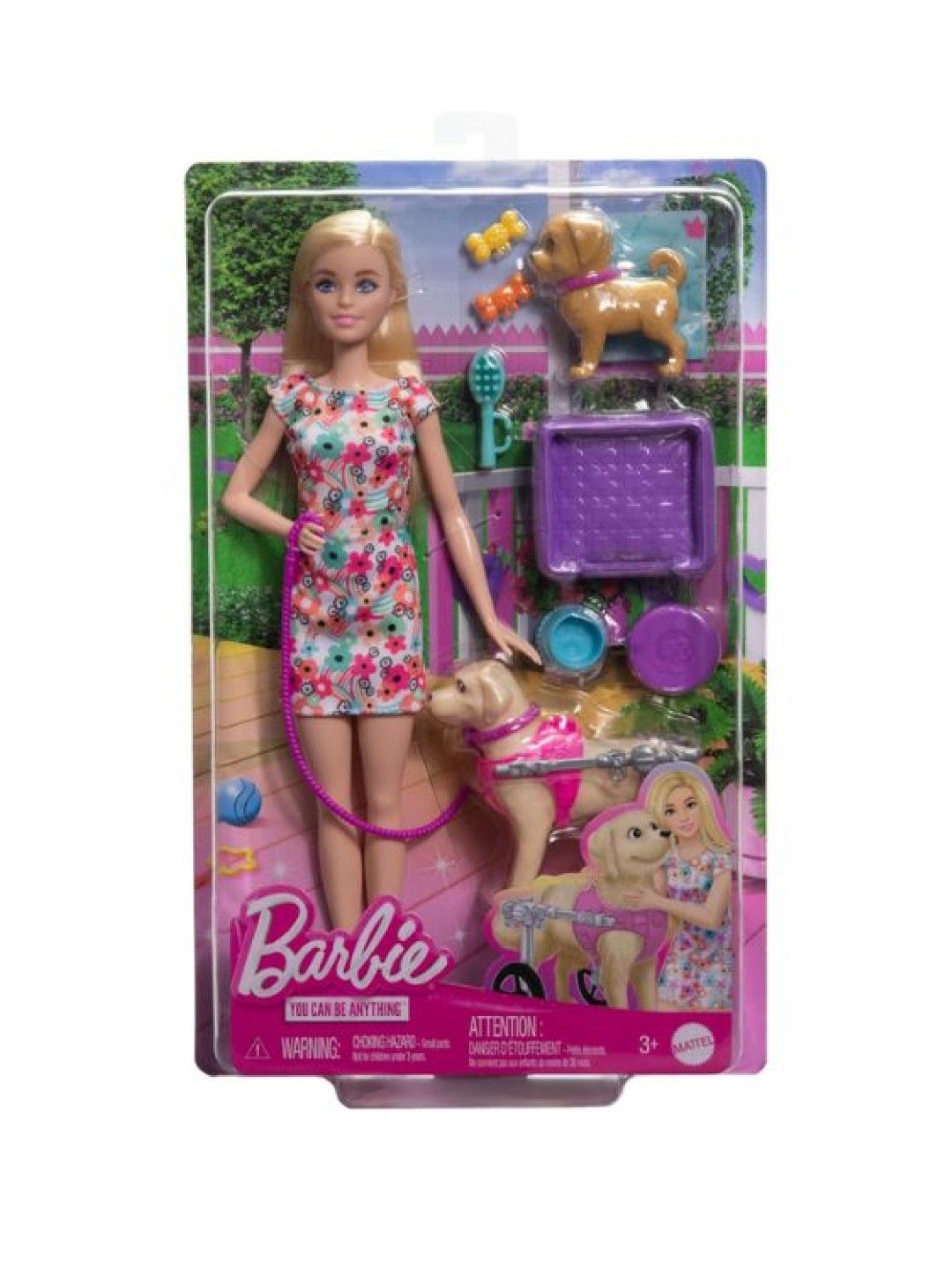 Doll With A Toy Pup And Dog in A Wheelchair