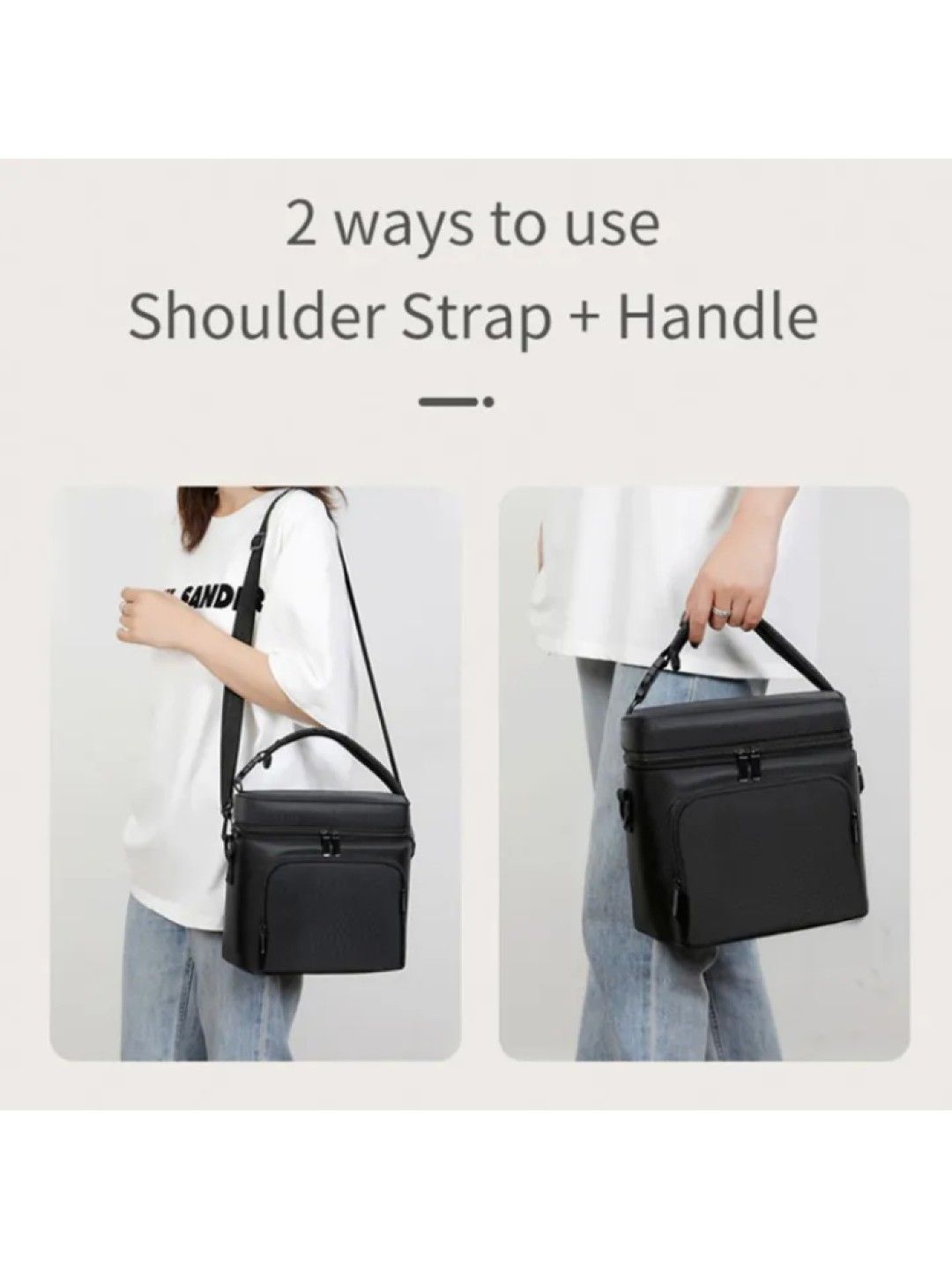 Insulated Bottle Cooler Bag with Shoulder Strap - Beige