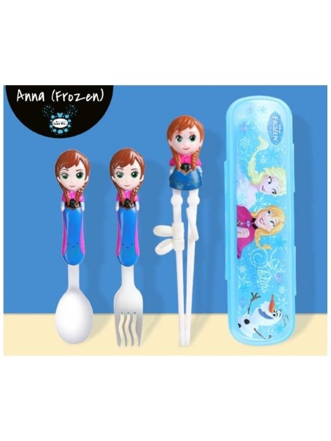 Disney Anna - 3D Spoon, Fork and Chopsticks Set with Case