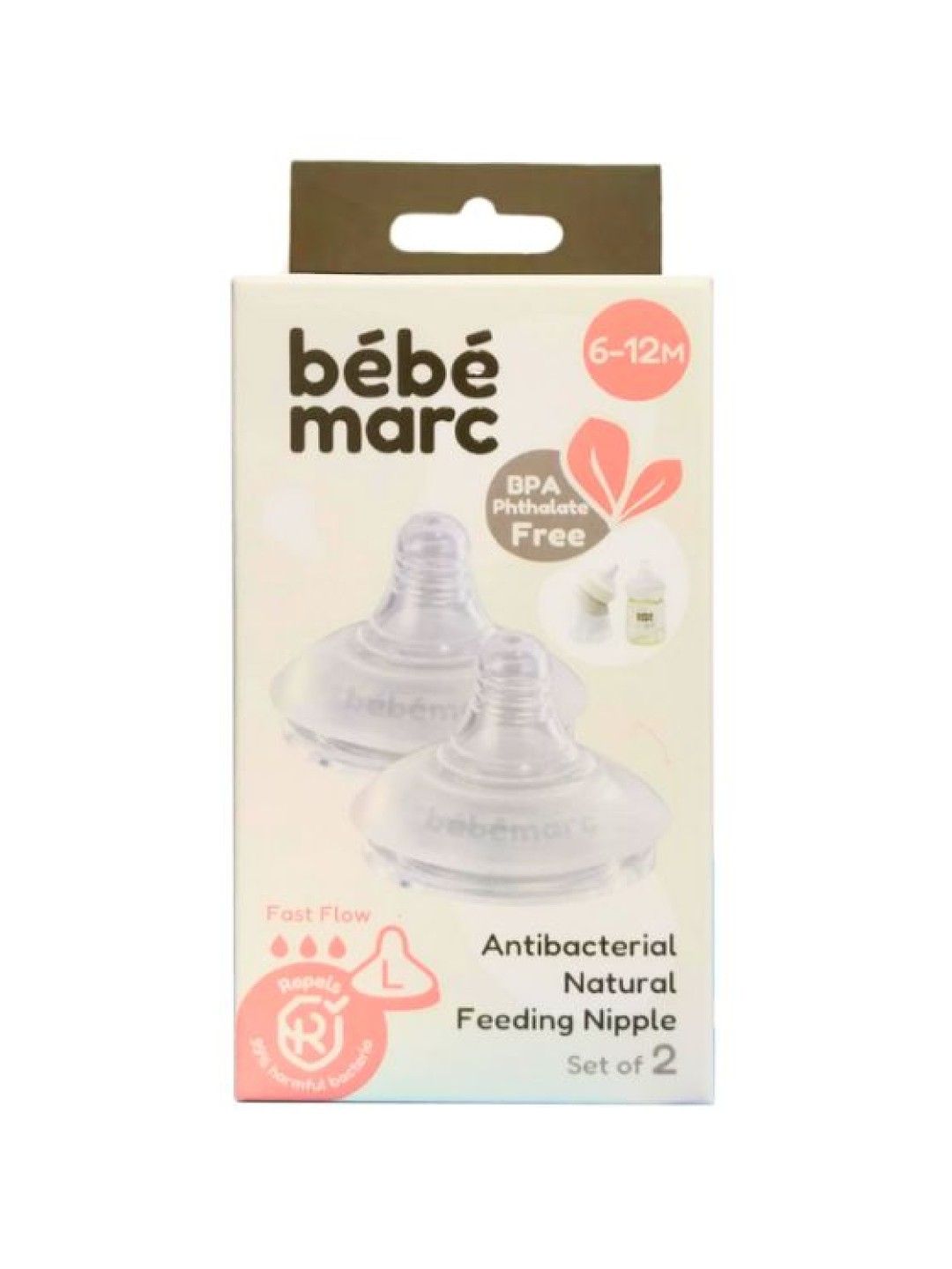 BebeMarc Antibacterial Natural Feeding Nipple (Set of 2)