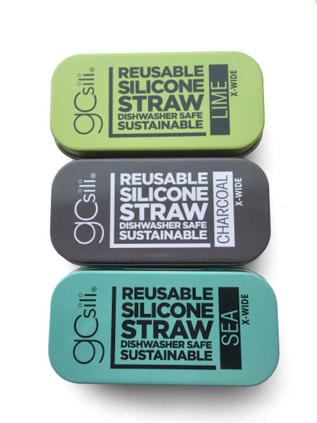 Reusable X-Wide Silicone Straw with Travel Tin Case