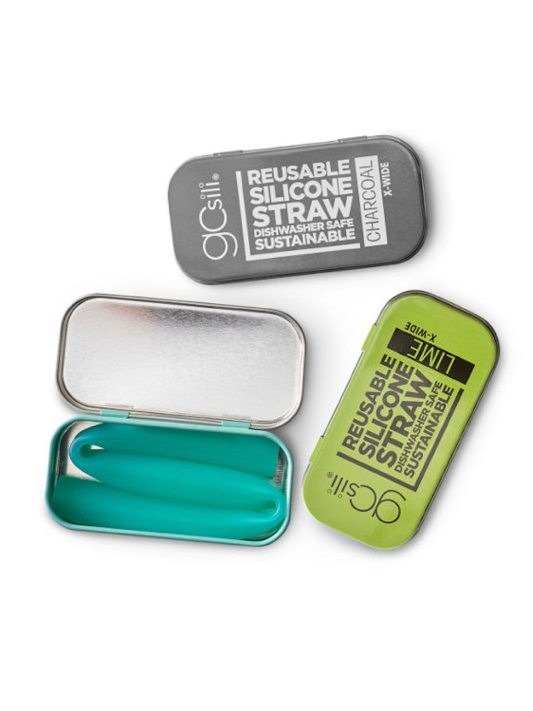Reusable X-Wide Silicone Straw with Travel Tin Case