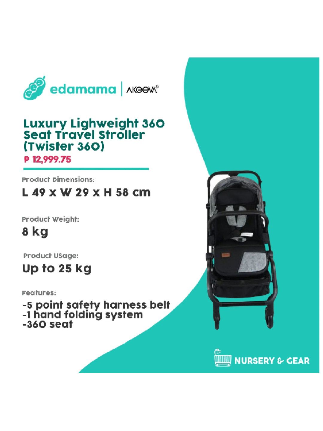Luxury Lighweight 360 Seat Travel Stroller (Twister 360)