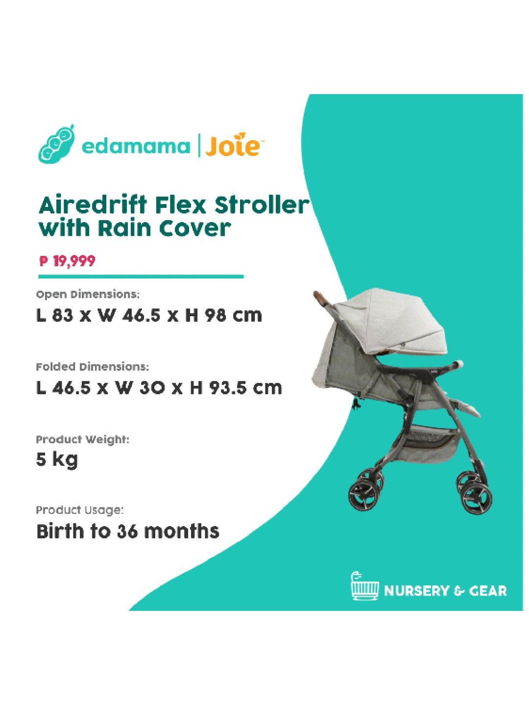 Airedrift Flex Stroller with Rain Cover