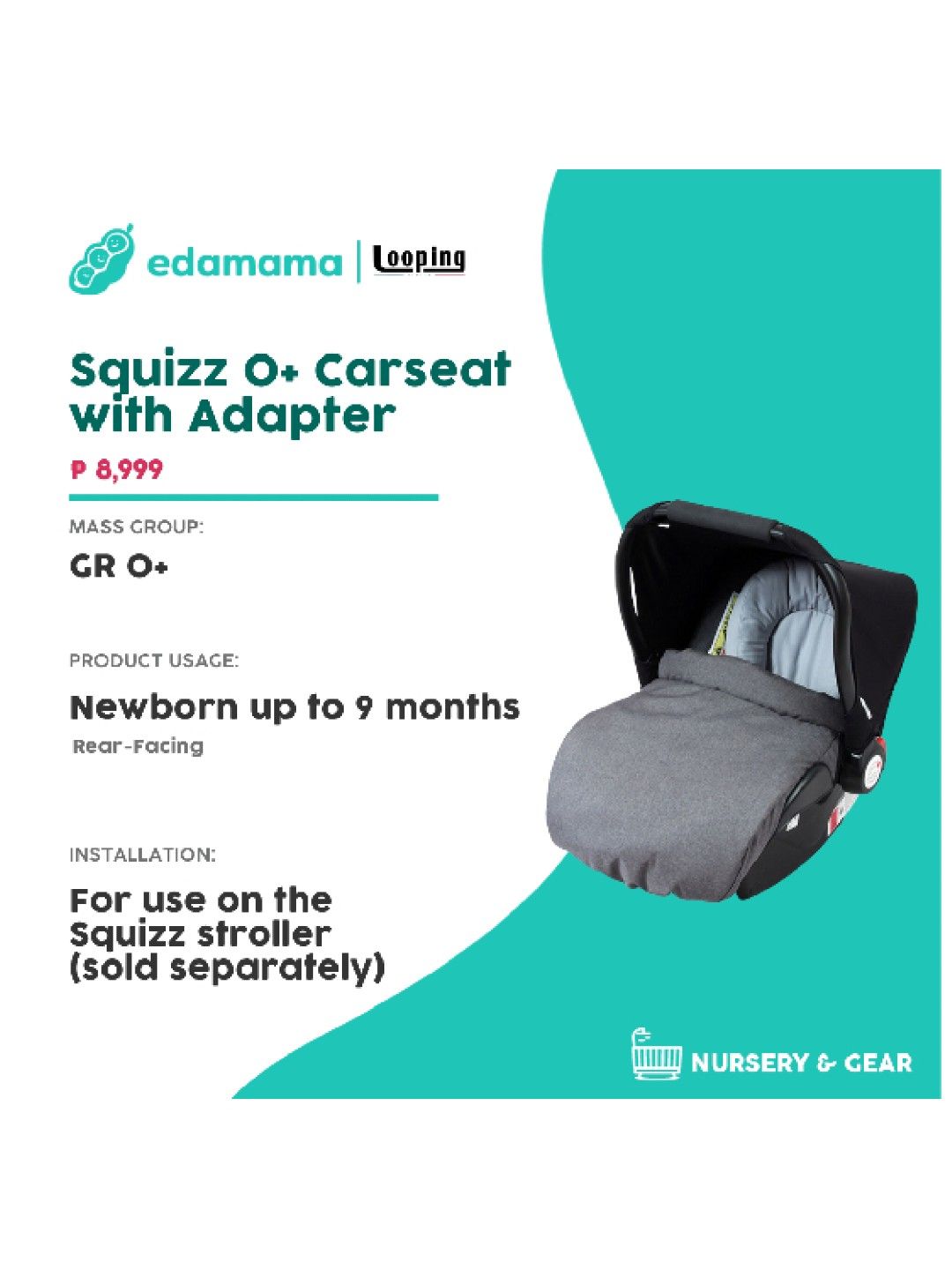 Squizz 0+ Carseat with Adapter