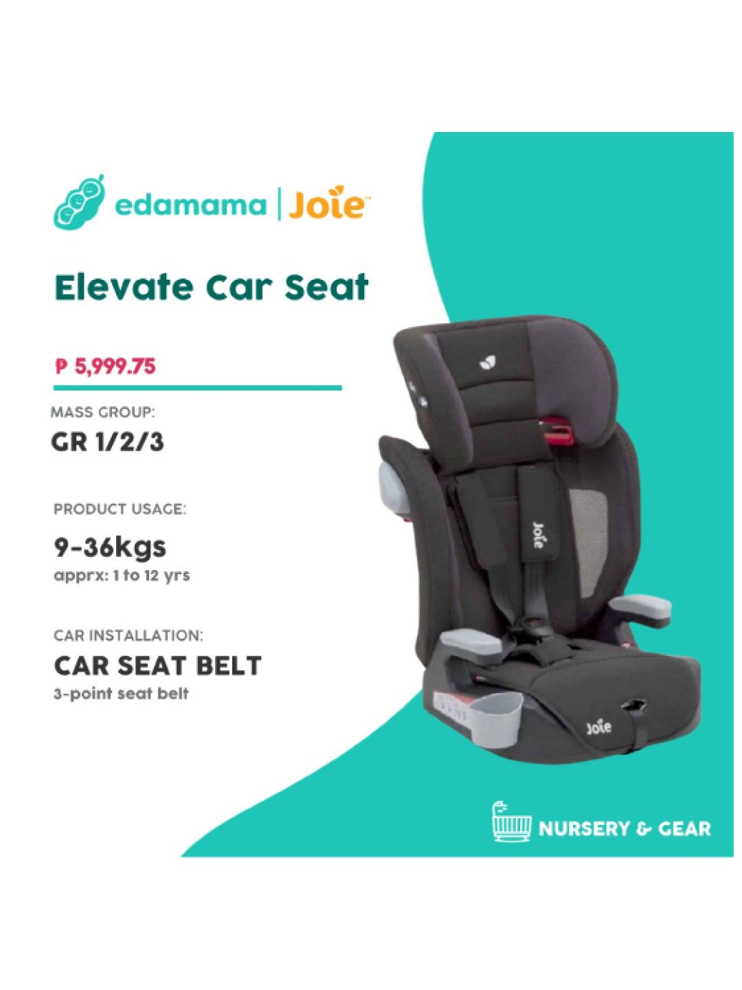 Elevate Car Seat Group 1/2/3