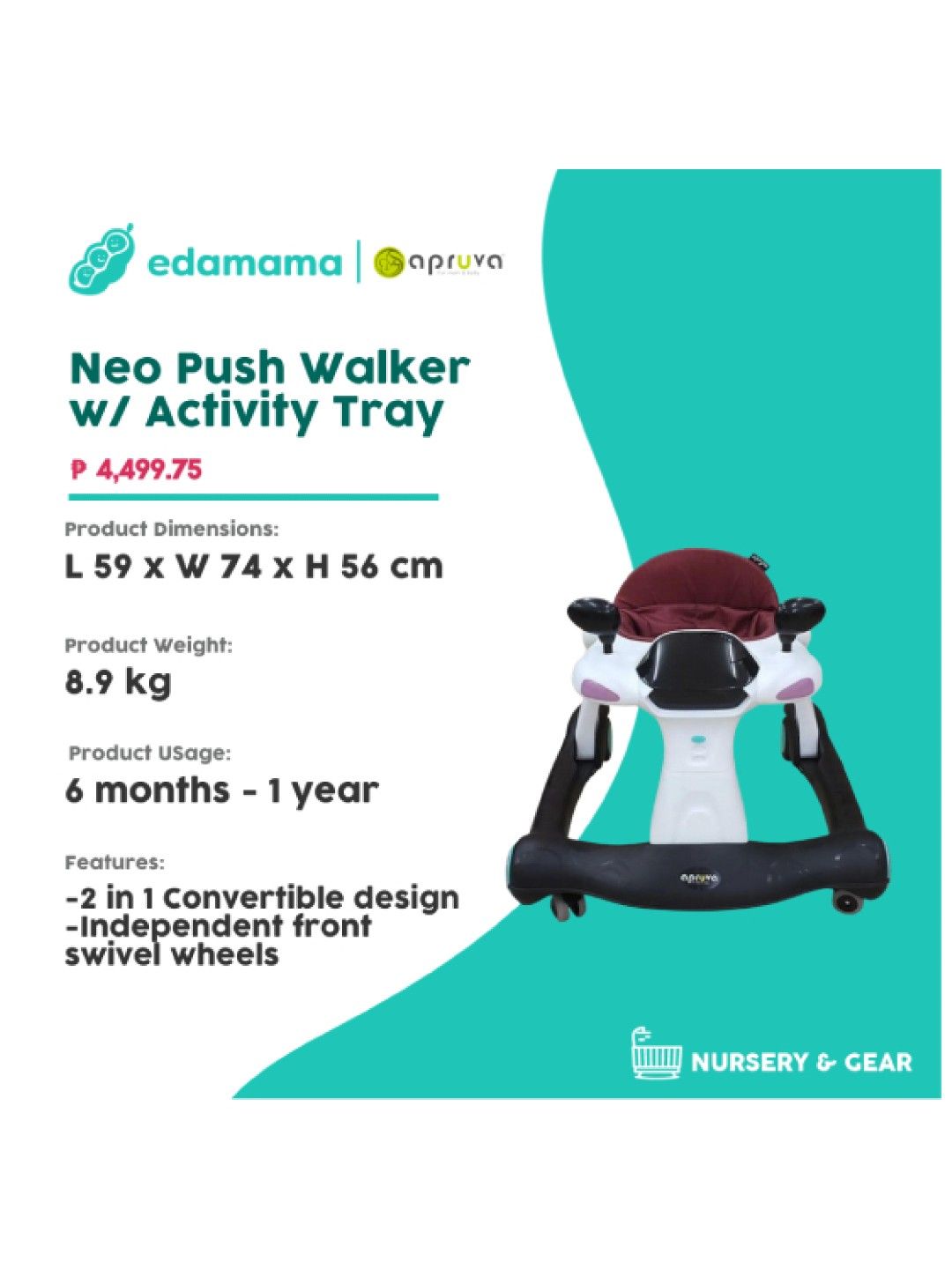 Neo Push Walker w/ Activity Tray
