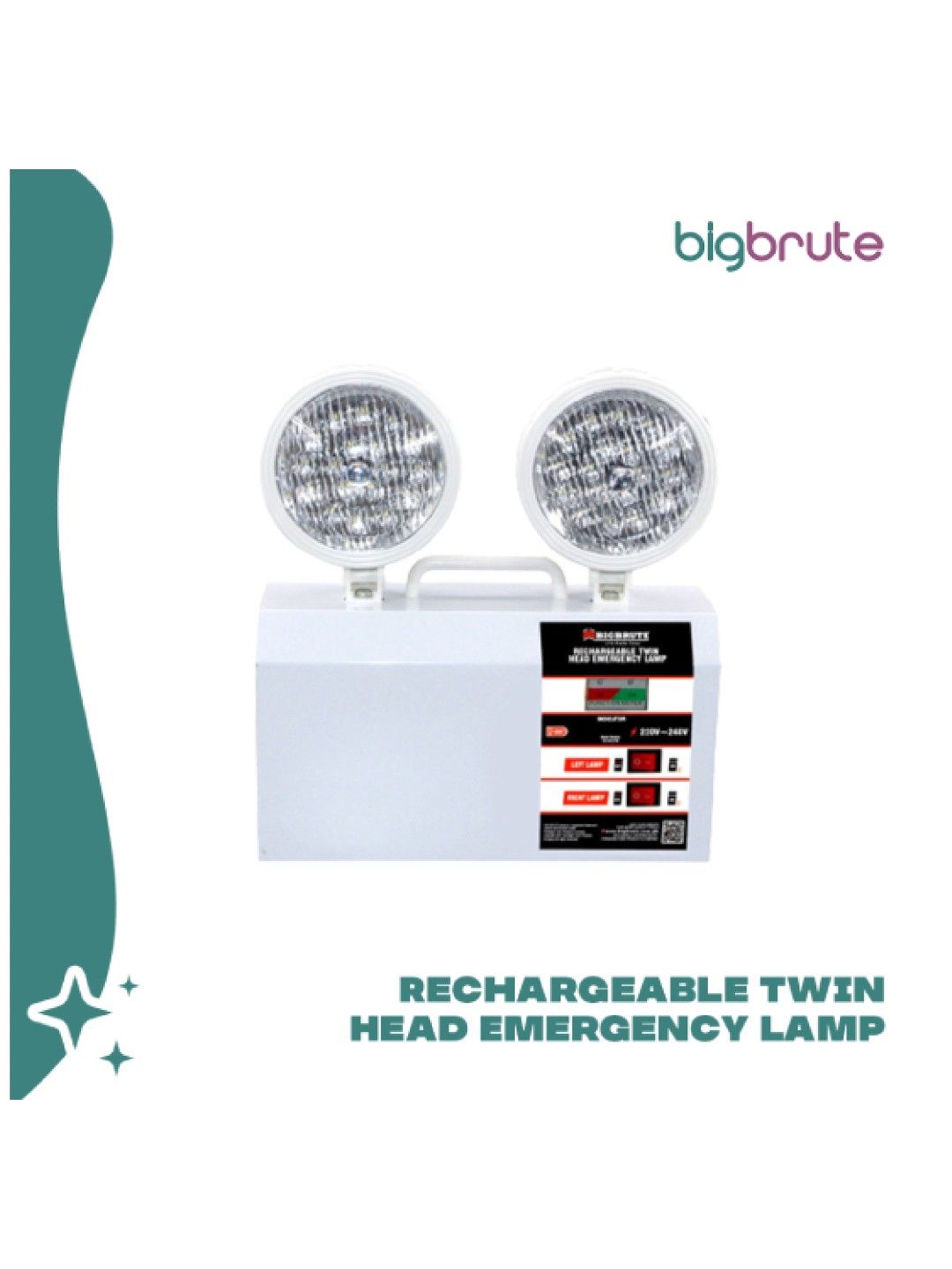 Rechargeable Twin Head Emergency Lamp