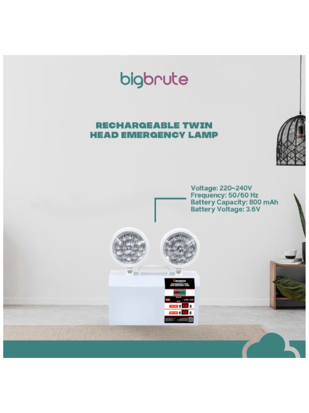 Rechargeable Twin Head Emergency Lamp