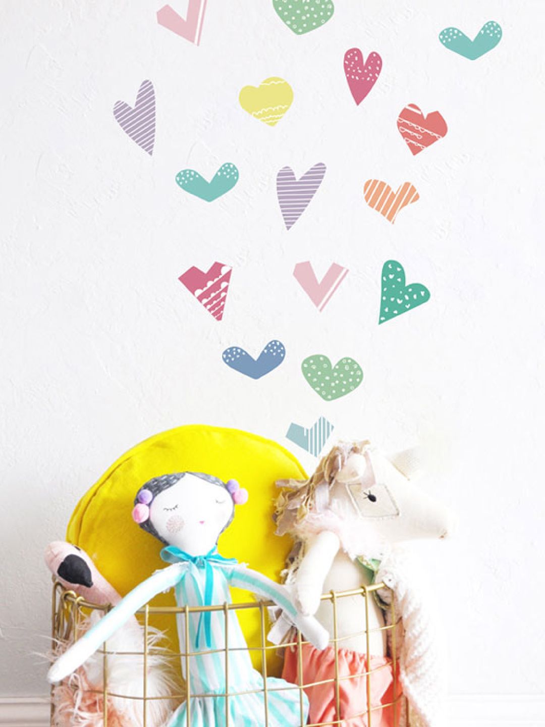 Colorful Hearts Wall Decals Nursery Stickers