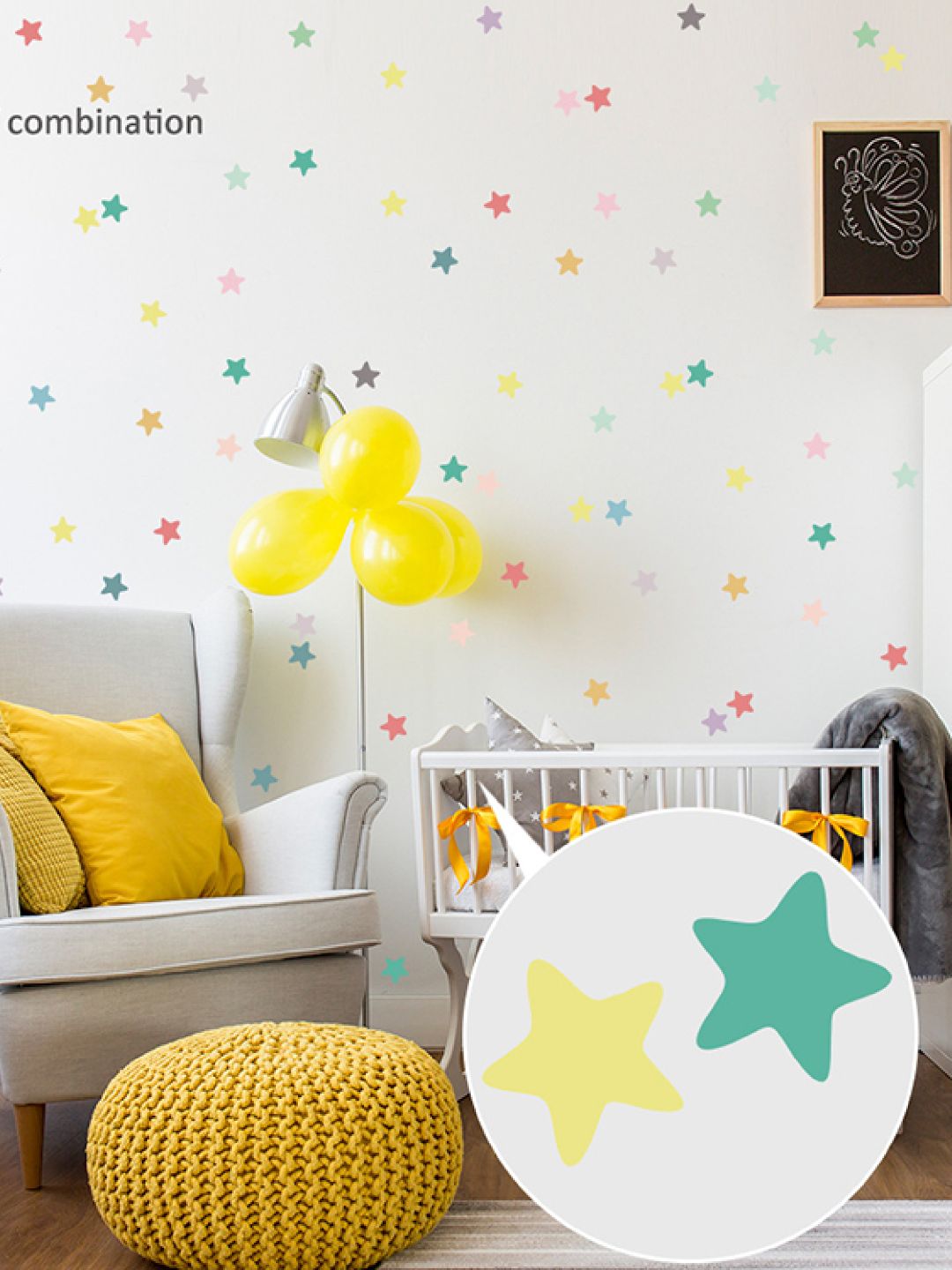 Colorful Stars Wall Decals Nursery Stickers