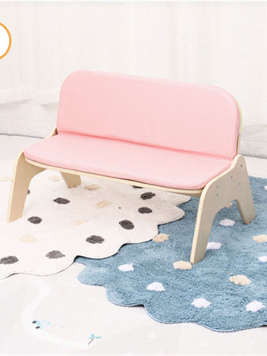 PU Leather Cushioned Sofa Double Bench
