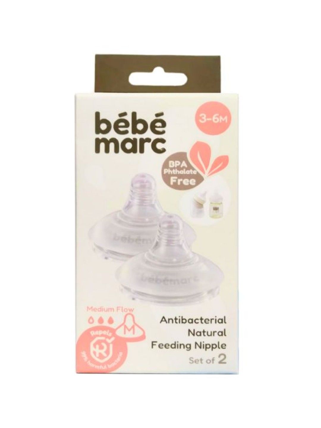 BebeMarc Antibacterial Natural Feeding Nipple (Set of 2)