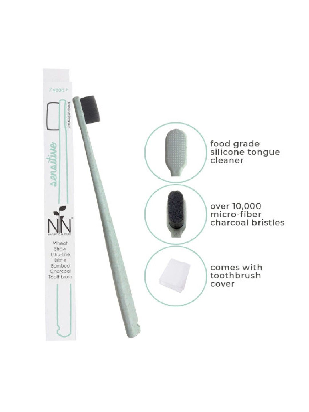 Wheat Straw Ultra-Fine Bristle Bamboo Charcoal Toothbrush (7yrs and up)