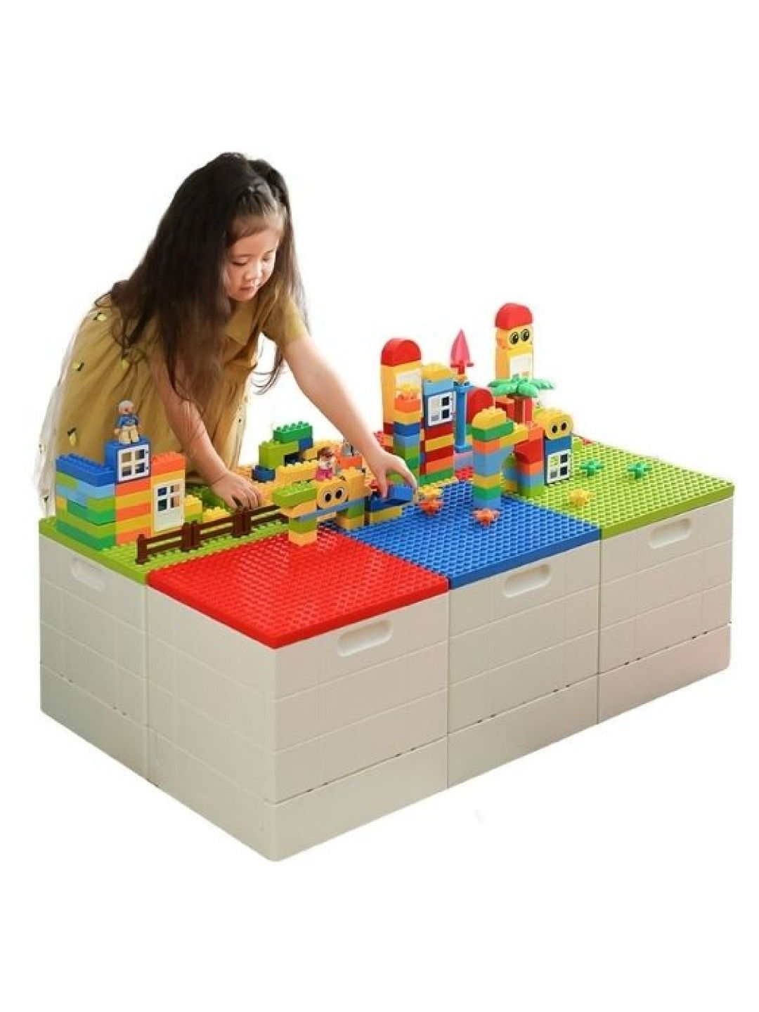 Toy Bricks Foldable Bin Organizer with Lid